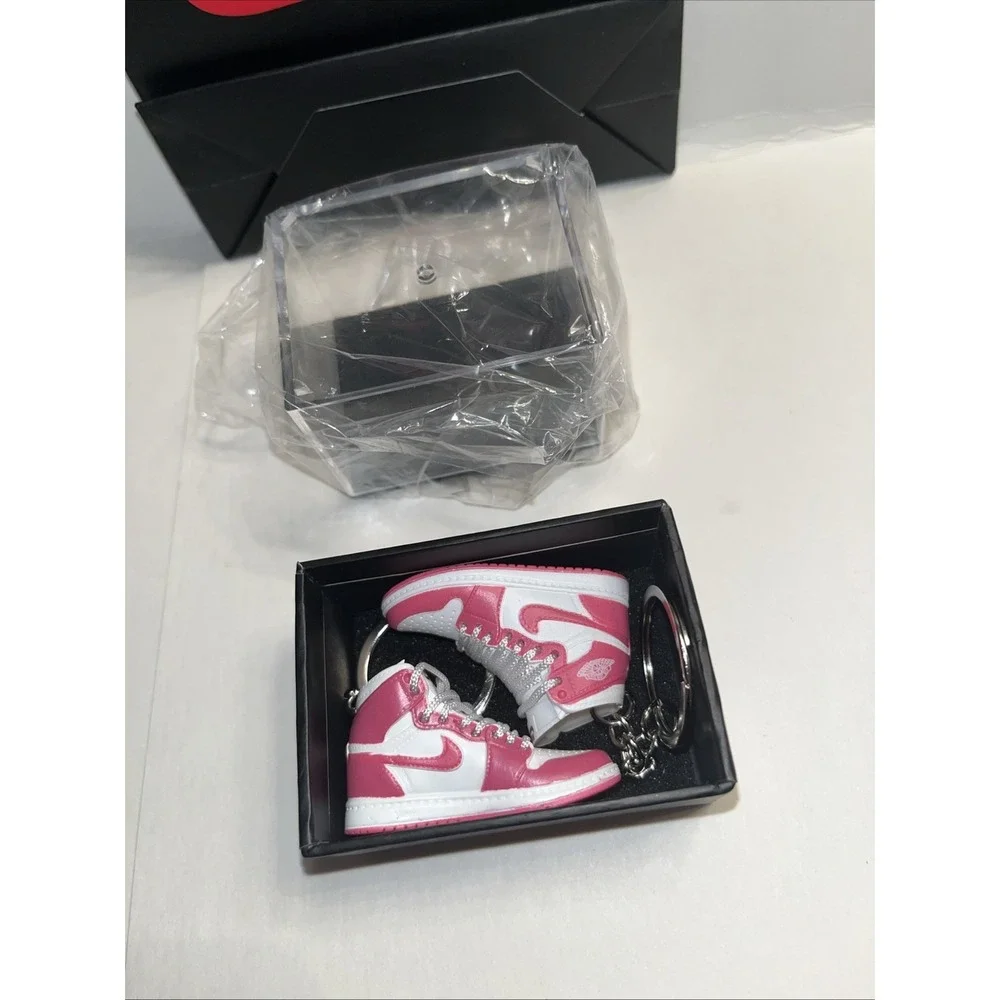 Nike Shoe Keychain New With Bag Box Display Case Pink High Tops
